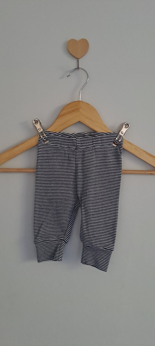 Topomini Navy & White Stripe Cotton Leggings Size 50/56 (Newborn–2 Months)