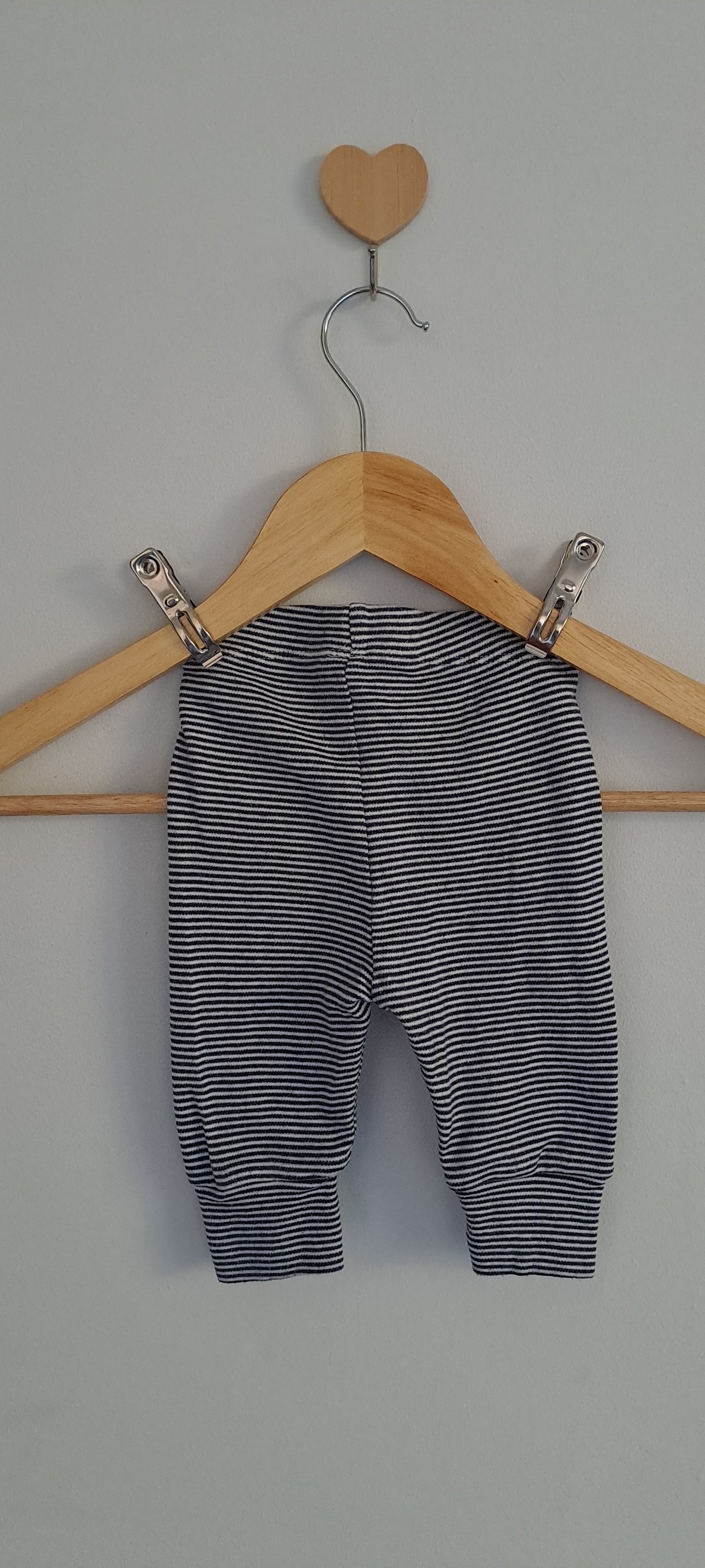 Topomini Navy & White Stripe Cotton Leggings Size 50/56 (Newborn–2 Months)
