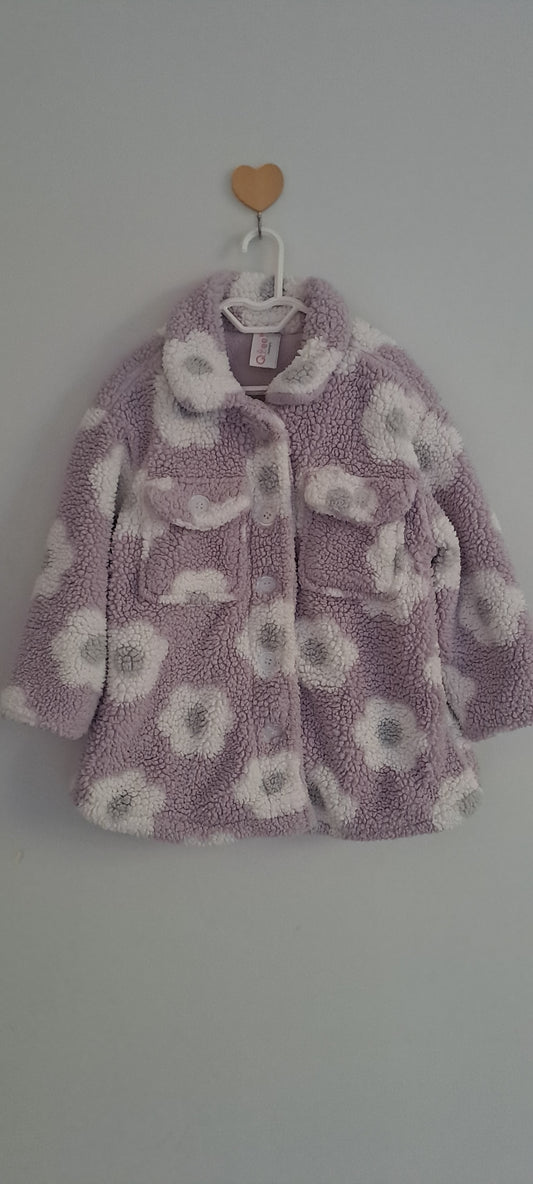 Qtee Lavender Daisy Sherpa Fleece Shacket 3-4 Years