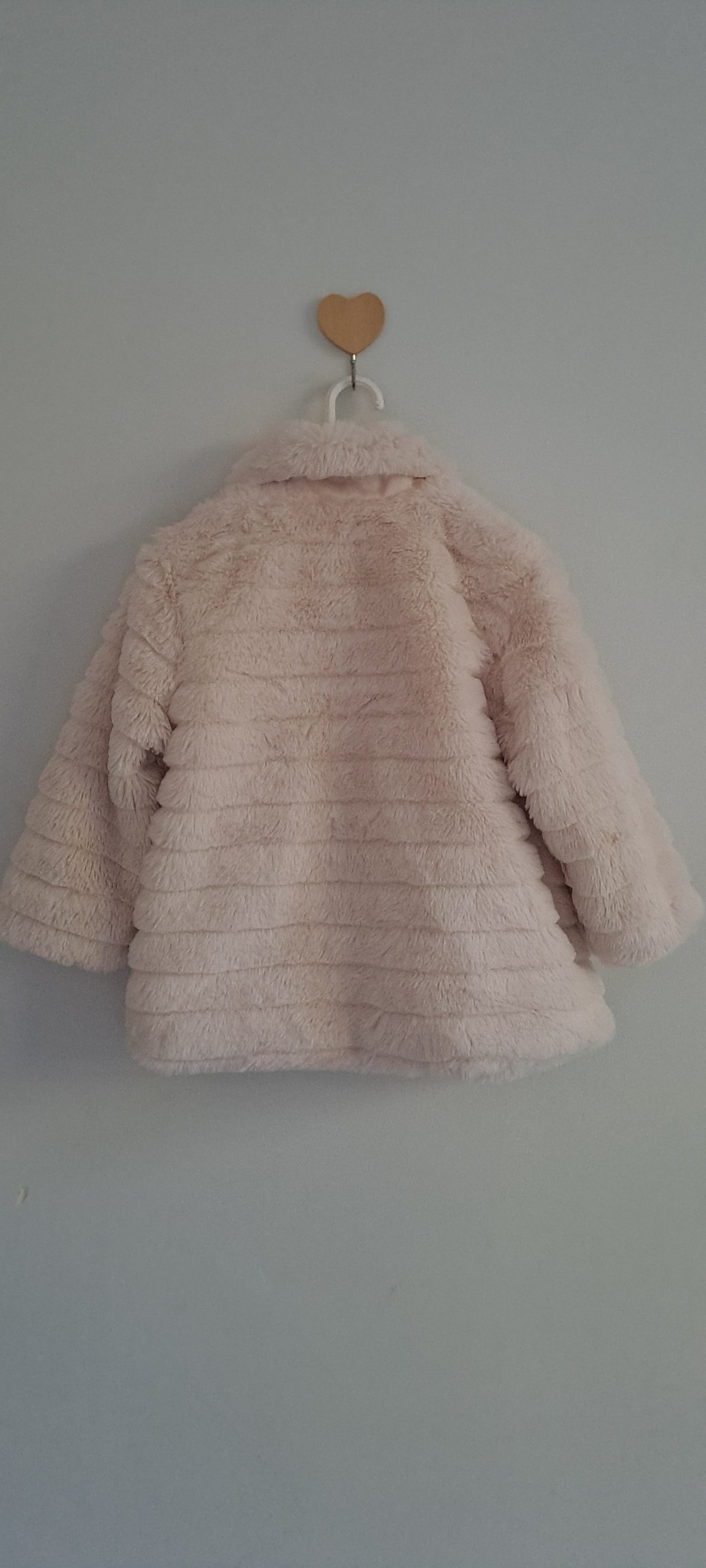 Ackermans Pastel Pink Ribbed Faux Fur Coat 18-24 Months
