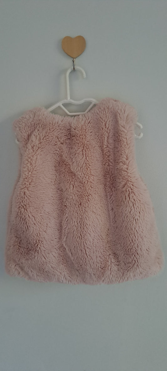 Zara Kids Dusty Pink Faux Fur Gilet 12-18 Months