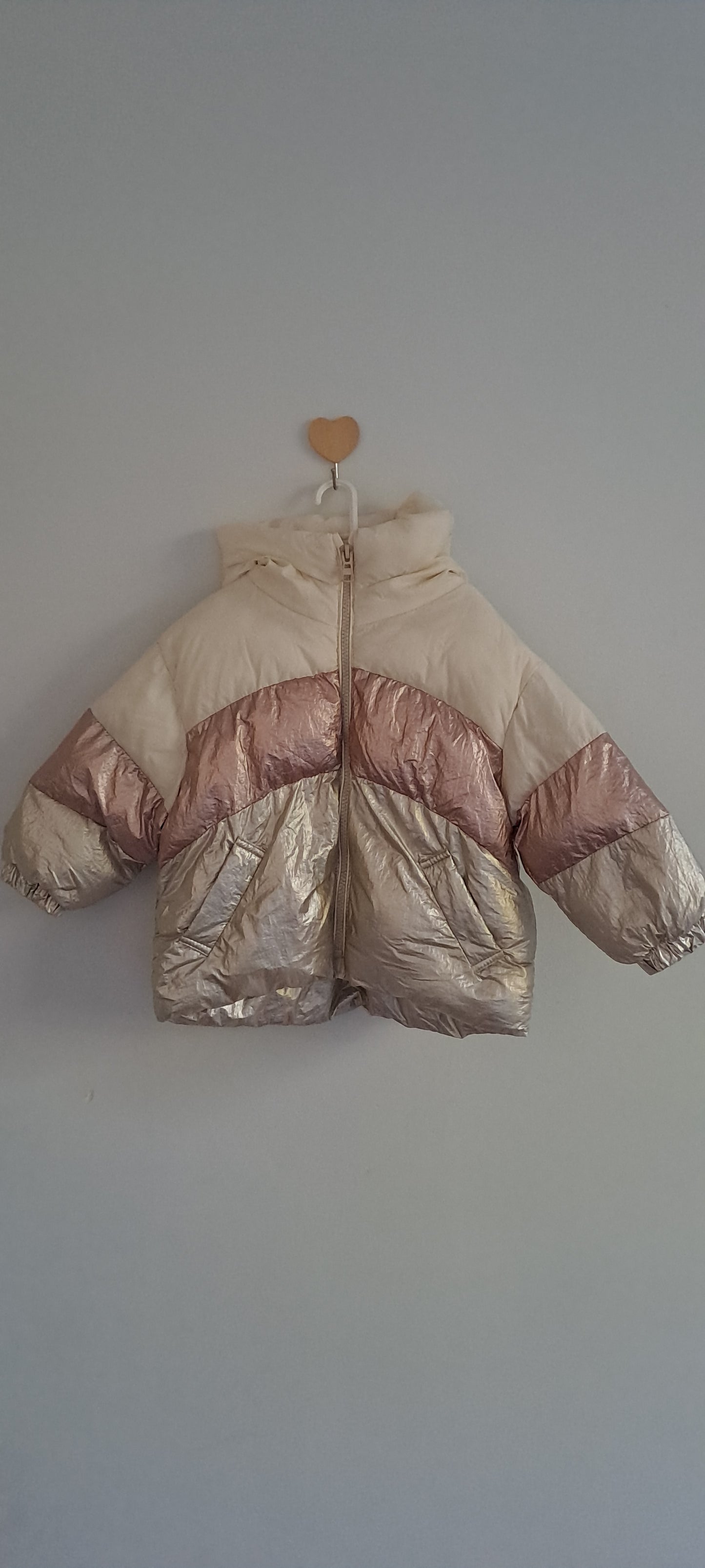 Zara Kids Metallic Colourblock Puffer Jacket 2-3 Years