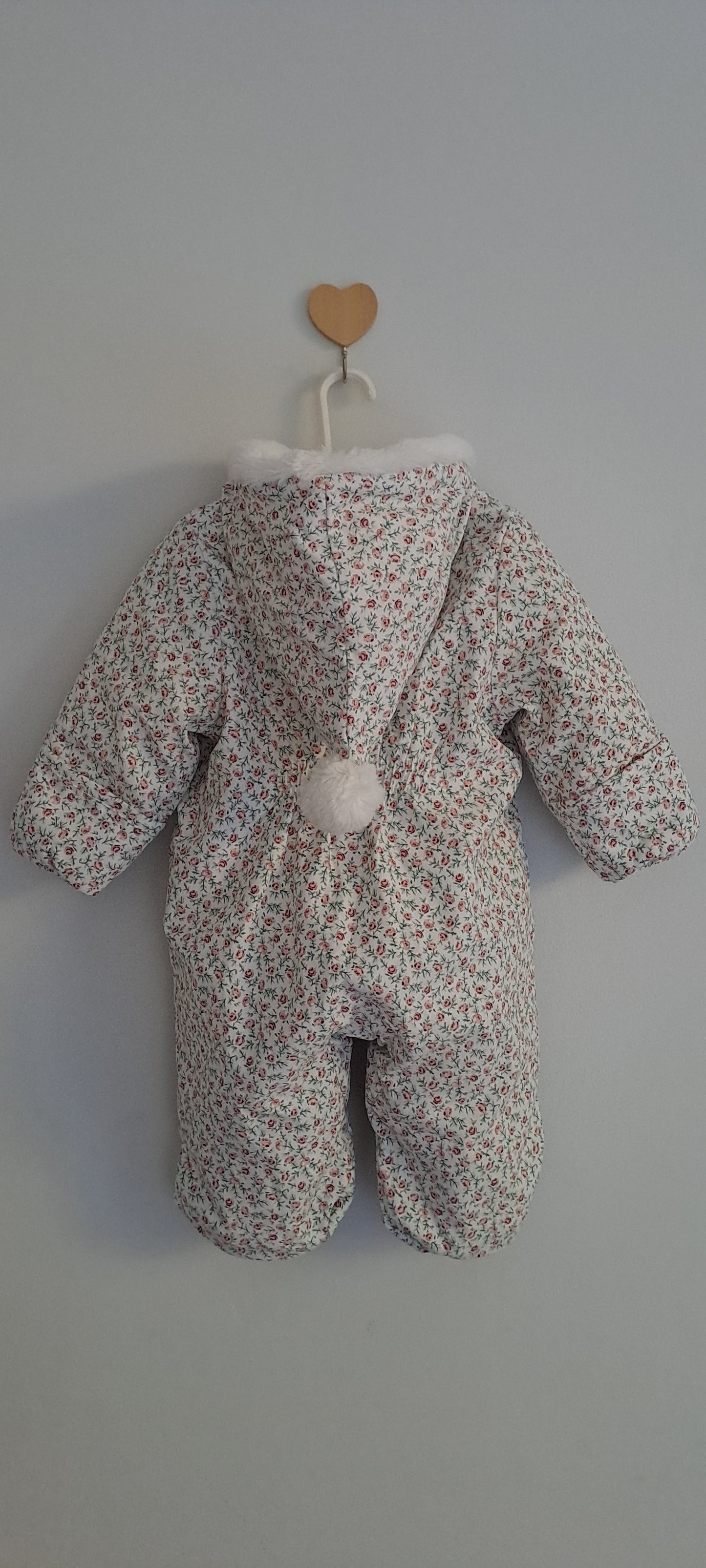 H&M Pink & Maroon Floral Quilted Snowsuit 1-2 Months