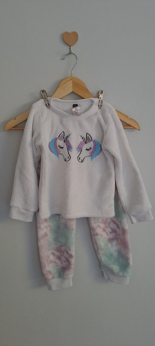 Qtee Unicorn Fleece Pyjama Set 4-5 Years