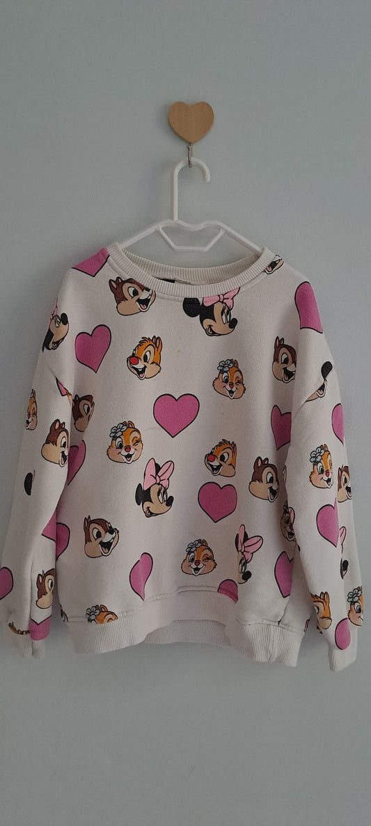 Zara x Disney Minnie Mouse Chip & Dale AOP Sweatshirt 5-6 Years
