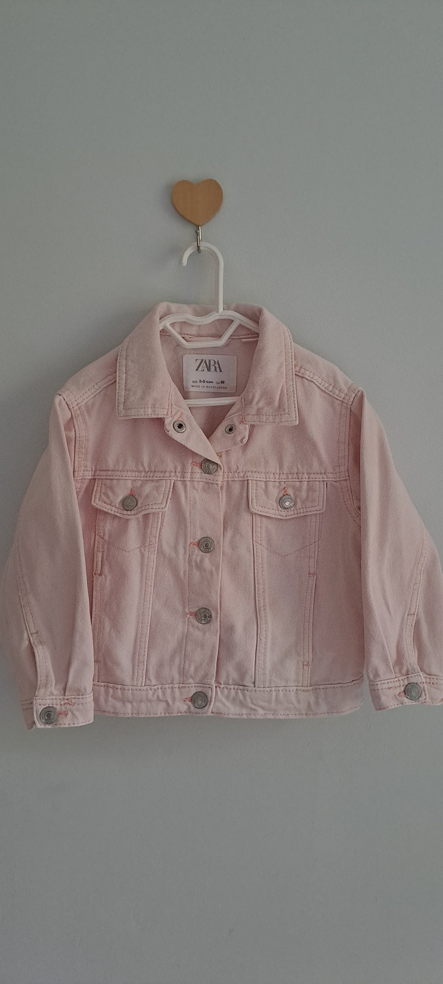 Zara Kids Blush Pink Denim Jacket 2-3 Years