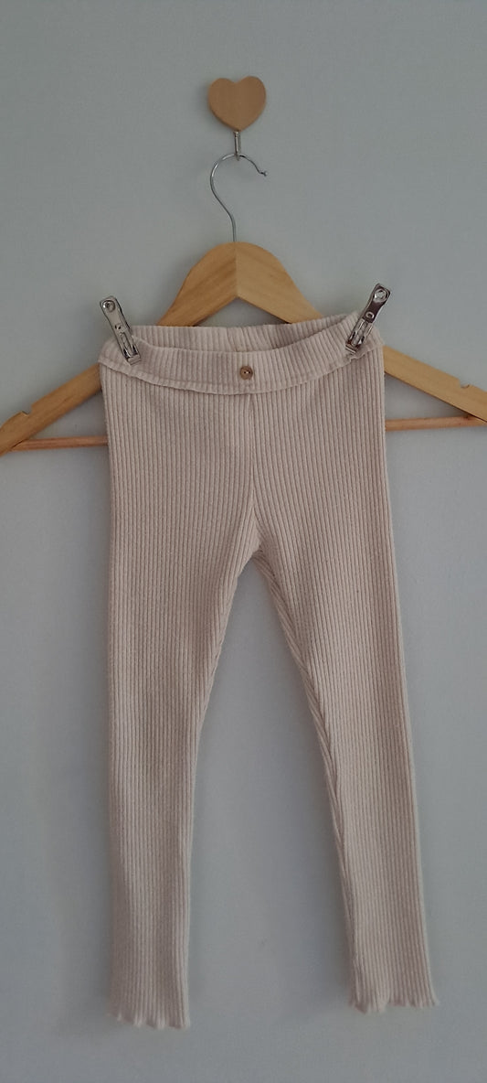 Zara Kids Soft Ribbed Leggings with Button Detail | 5-6 Years