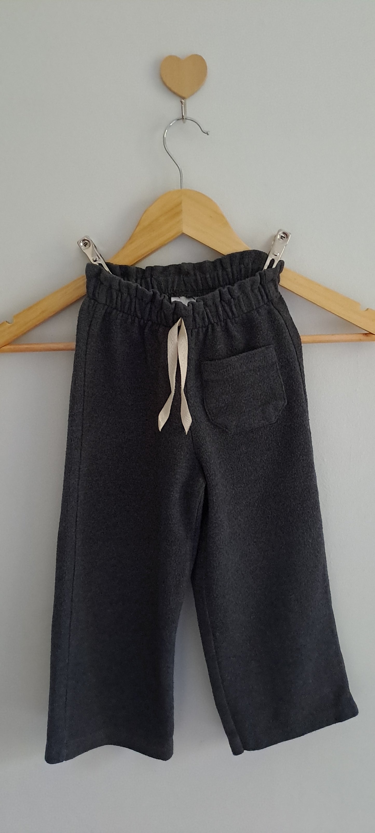 Zara Kids Charcoal Plush Wide-Leg Trousers | 3-4 Years