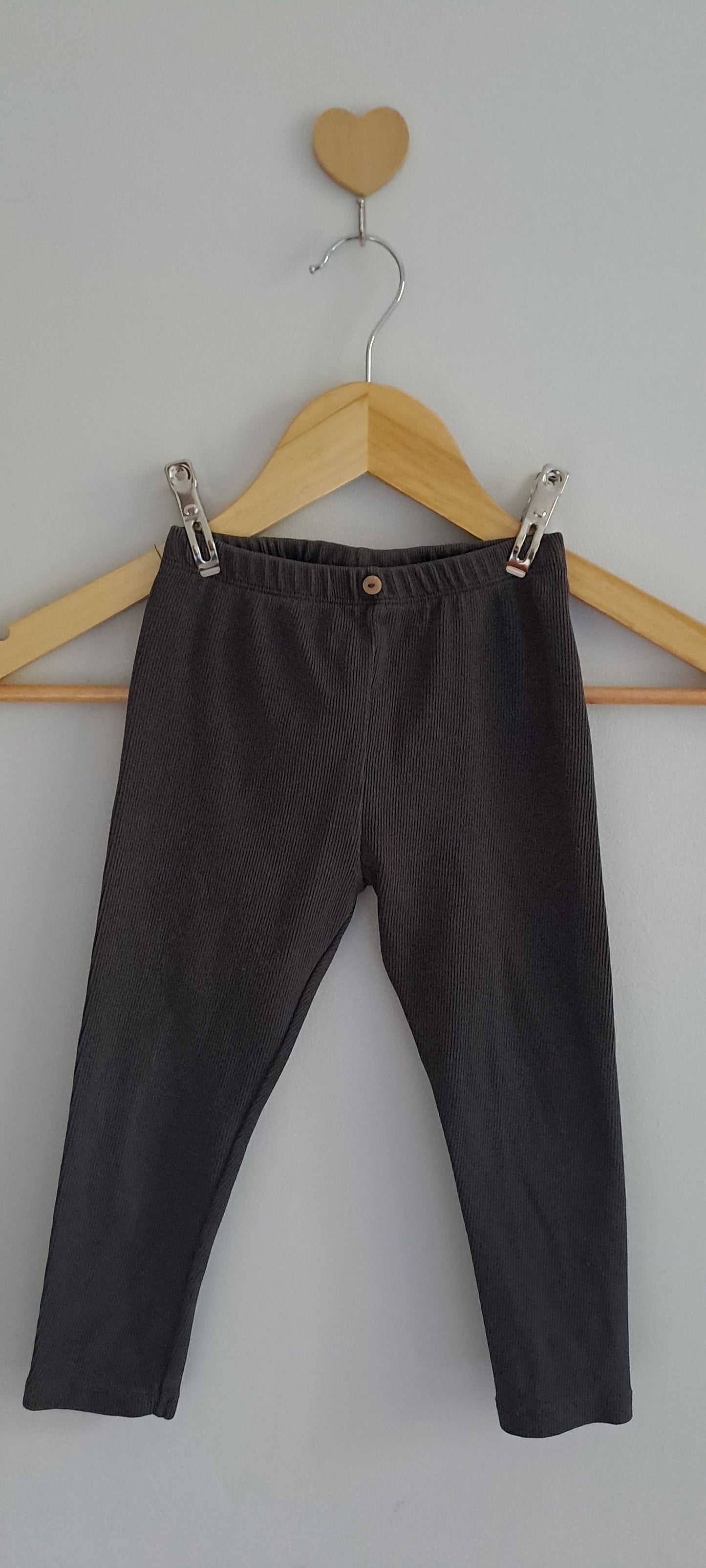 Zara Kids Charcoal Ribbed Button Leggings | 2-3 Years