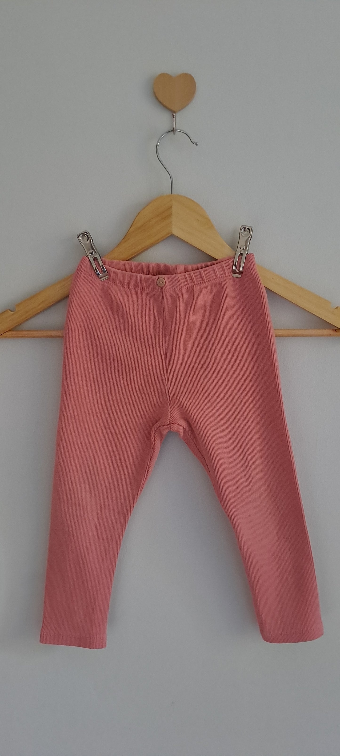 Zara Kids Dusty Pink Ribbed Button Leggings | 2-3 Years