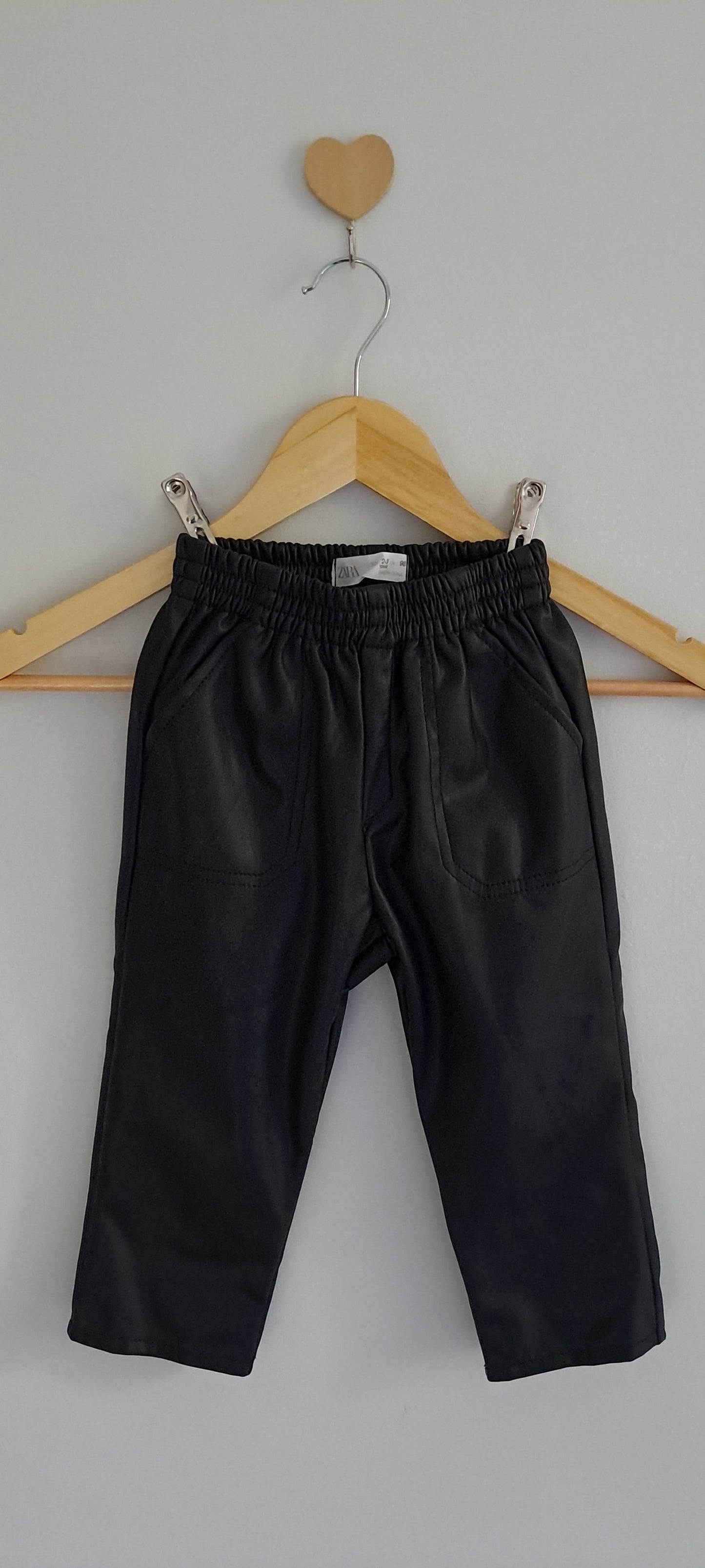 Zara Kids Black Faux Leather Paperbag Trousers | 2-3 Years