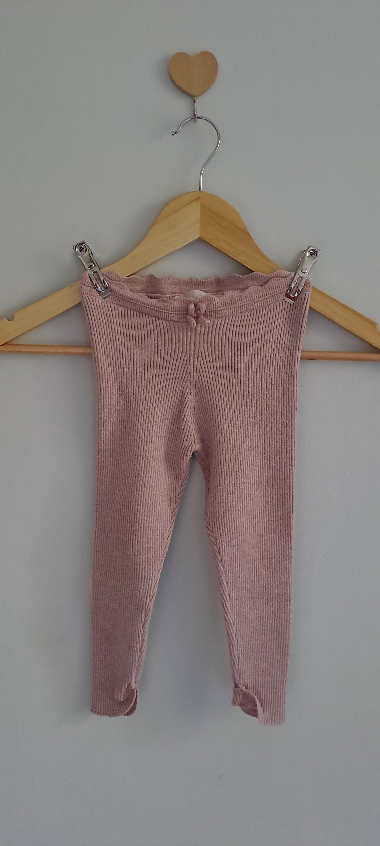 Zara Kids Mauve Pink Ribbed Lettuce-Edge Leggings | 2-3 Years