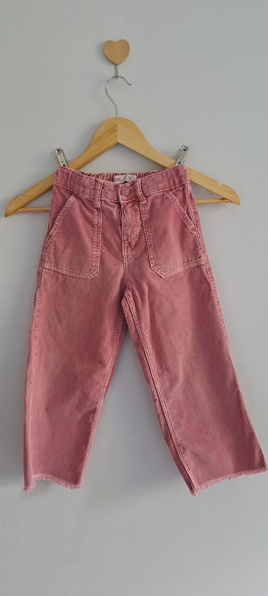 Zara Kids Rose Corduroy Straight-Leg Pants | 5-6 Years