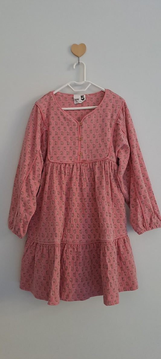Cotton On Dusty Rose Ditsy Floral Tiered Dress 4-5 Years