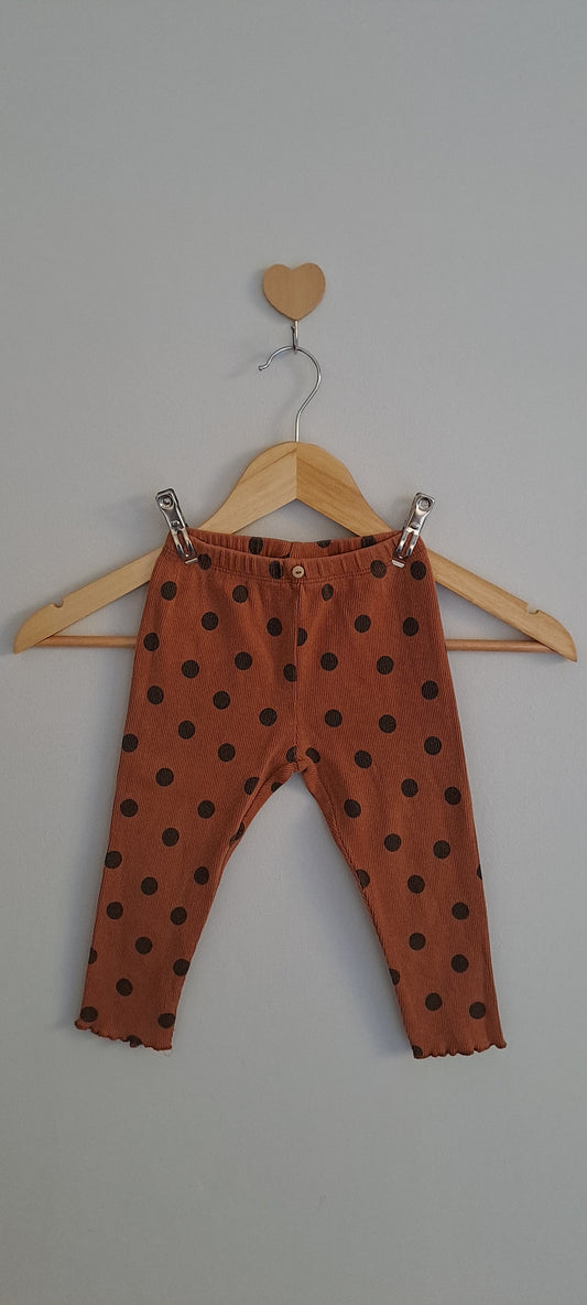 Zara Rust Polka Dot Ribbed Leggings 18-24 Months