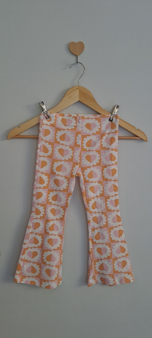 Real Kids Orange Checkered Heart Flare Pants 3-4 Years