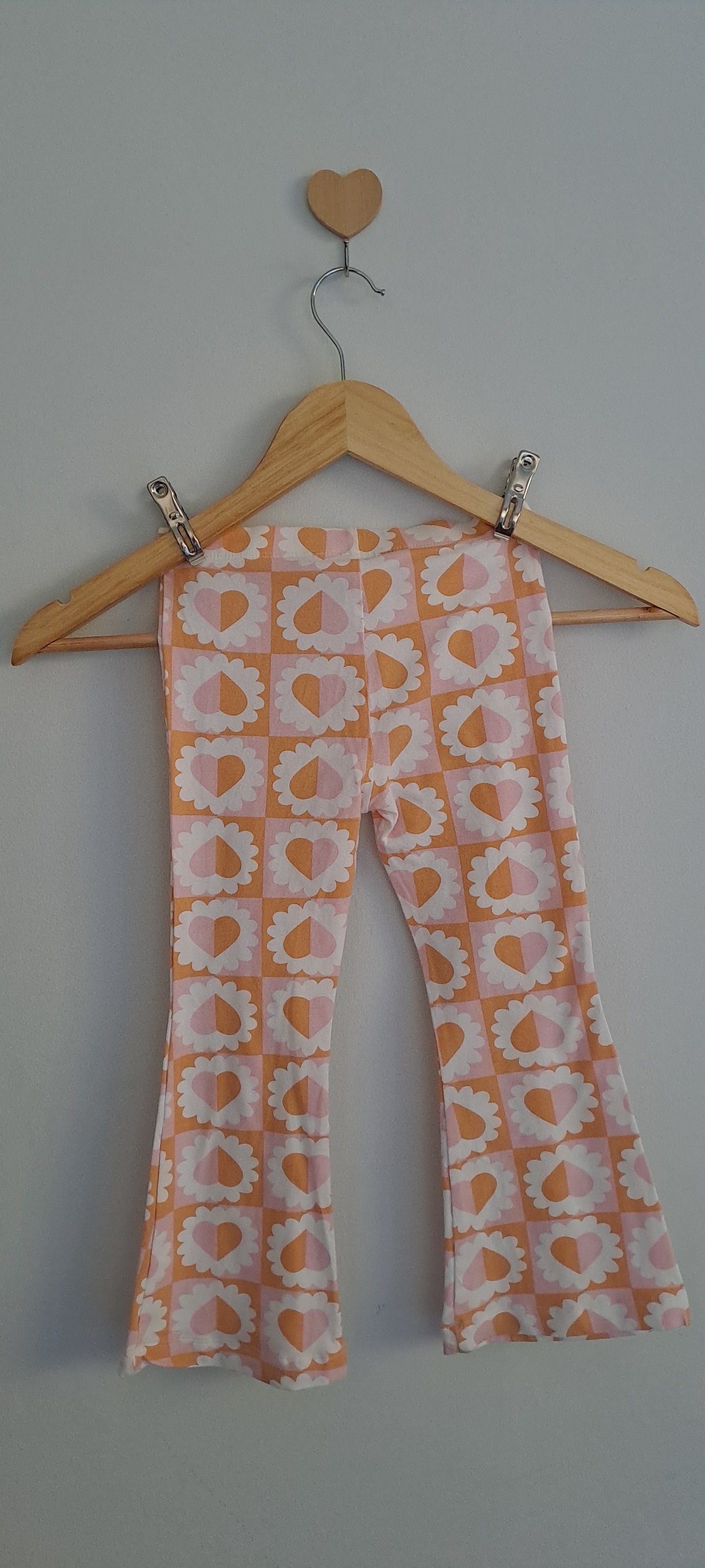 Real Kids Orange Checkered Heart Flare Pants 3-4 Years