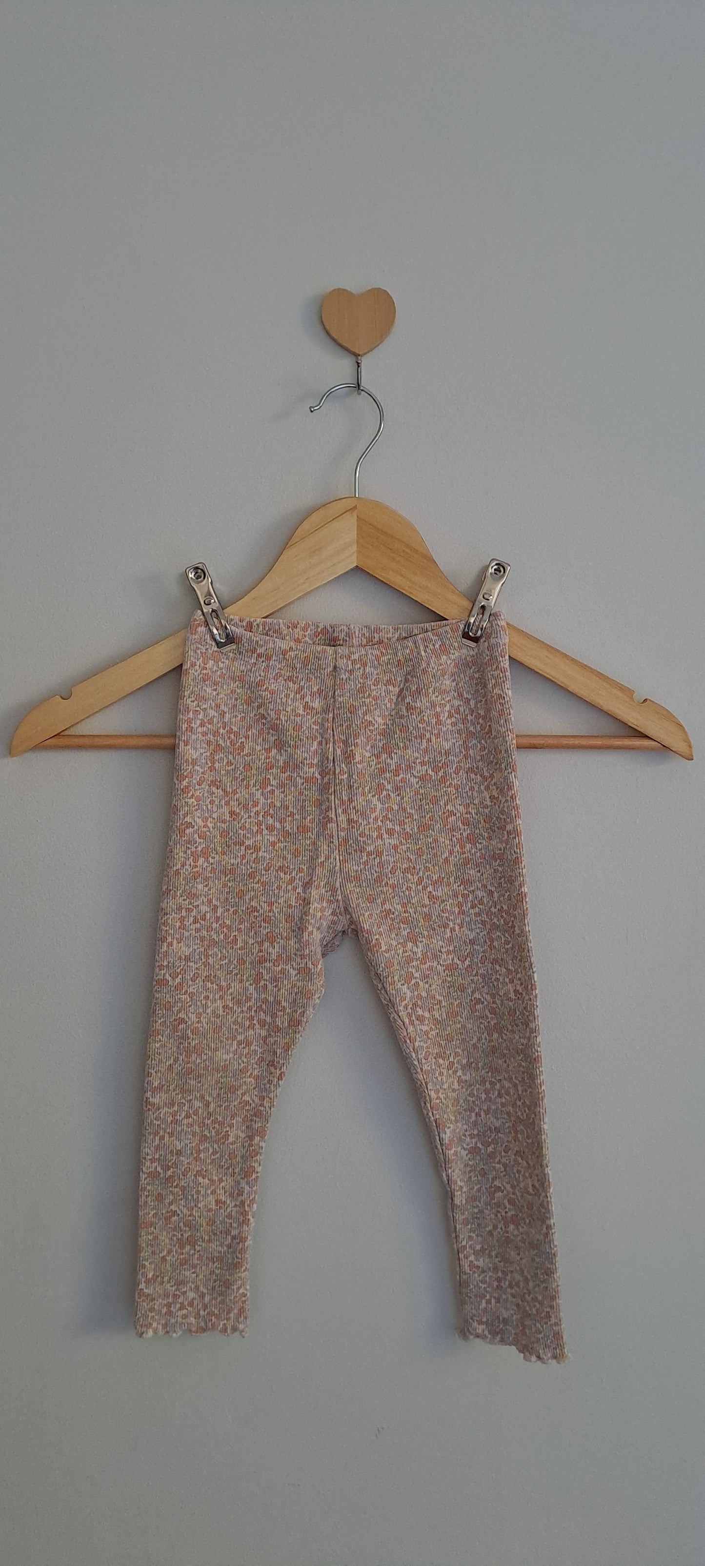 Zara Pastel Marl Ribbed Lettuce-Edge Leggings 2-3 Years