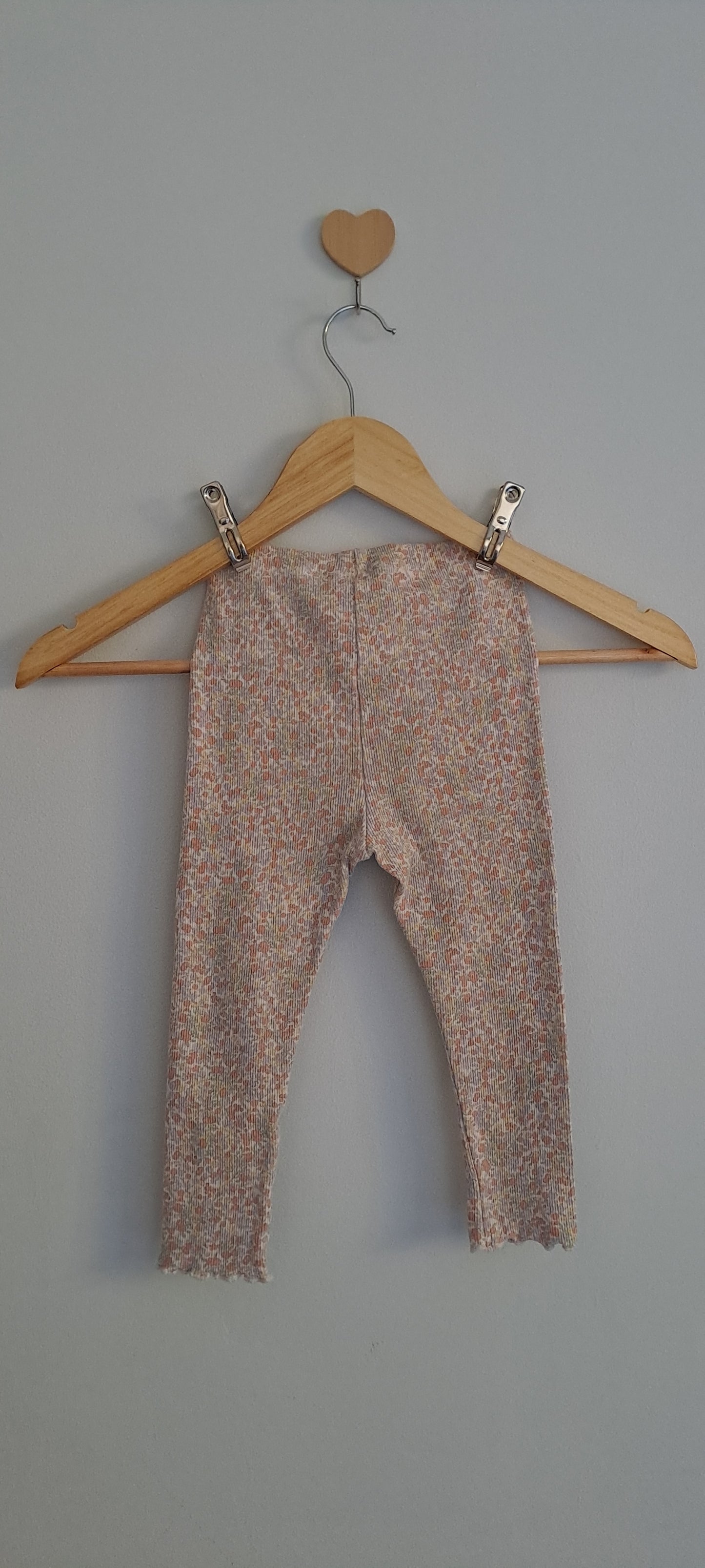 Zara Pastel Marl Ribbed Lettuce-Edge Leggings 2-3 Years