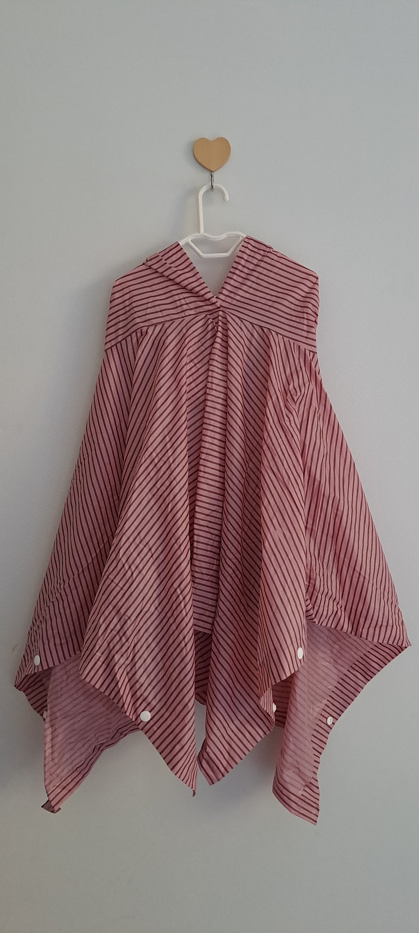 Red & White Striped Hooded Rain Poncho Kids
