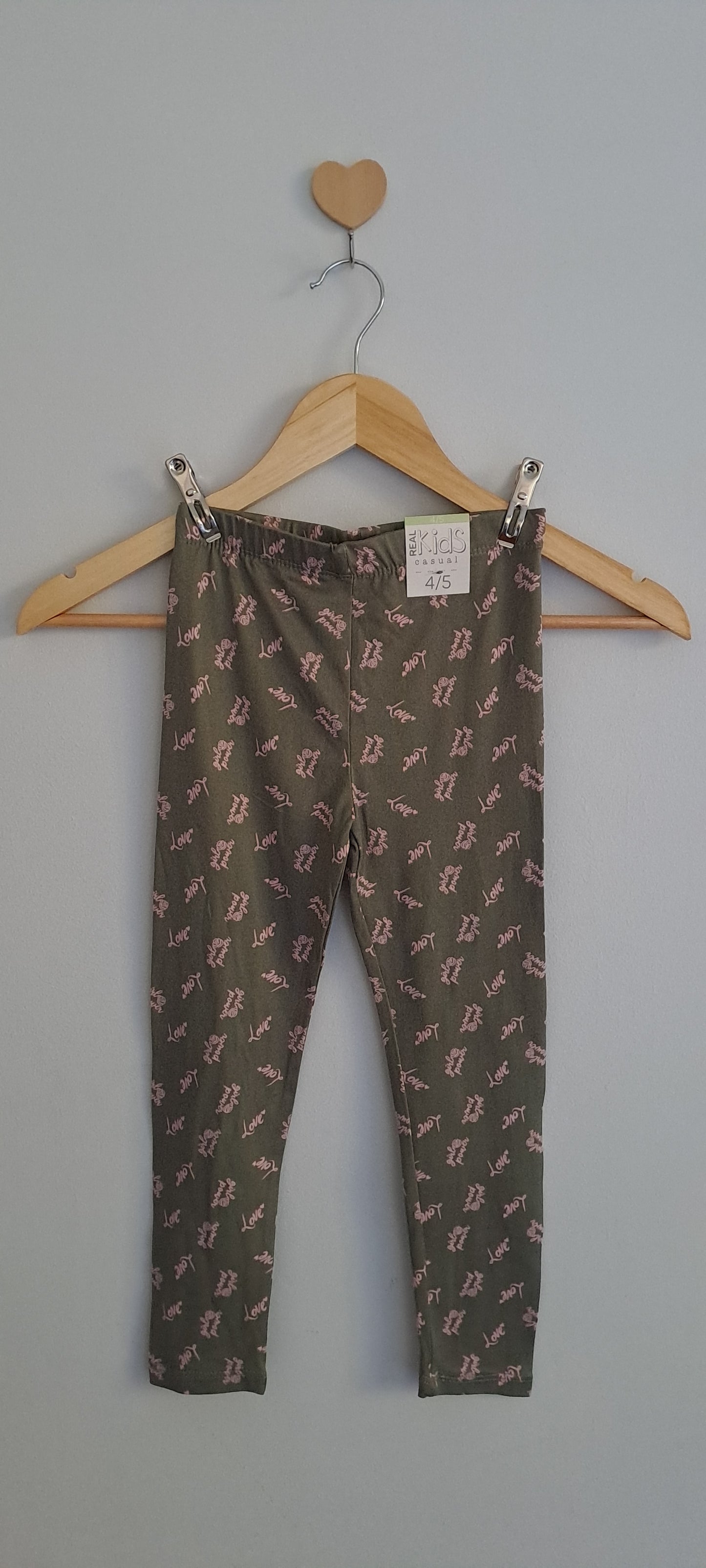 Real Kids Grey 'Love' & 'Girl Power' Slogan Leggings 4-5 Years