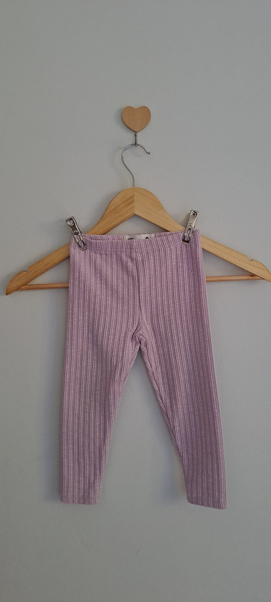 Cotton On Kids Lilac Ribbed Leggings 1-2 Years