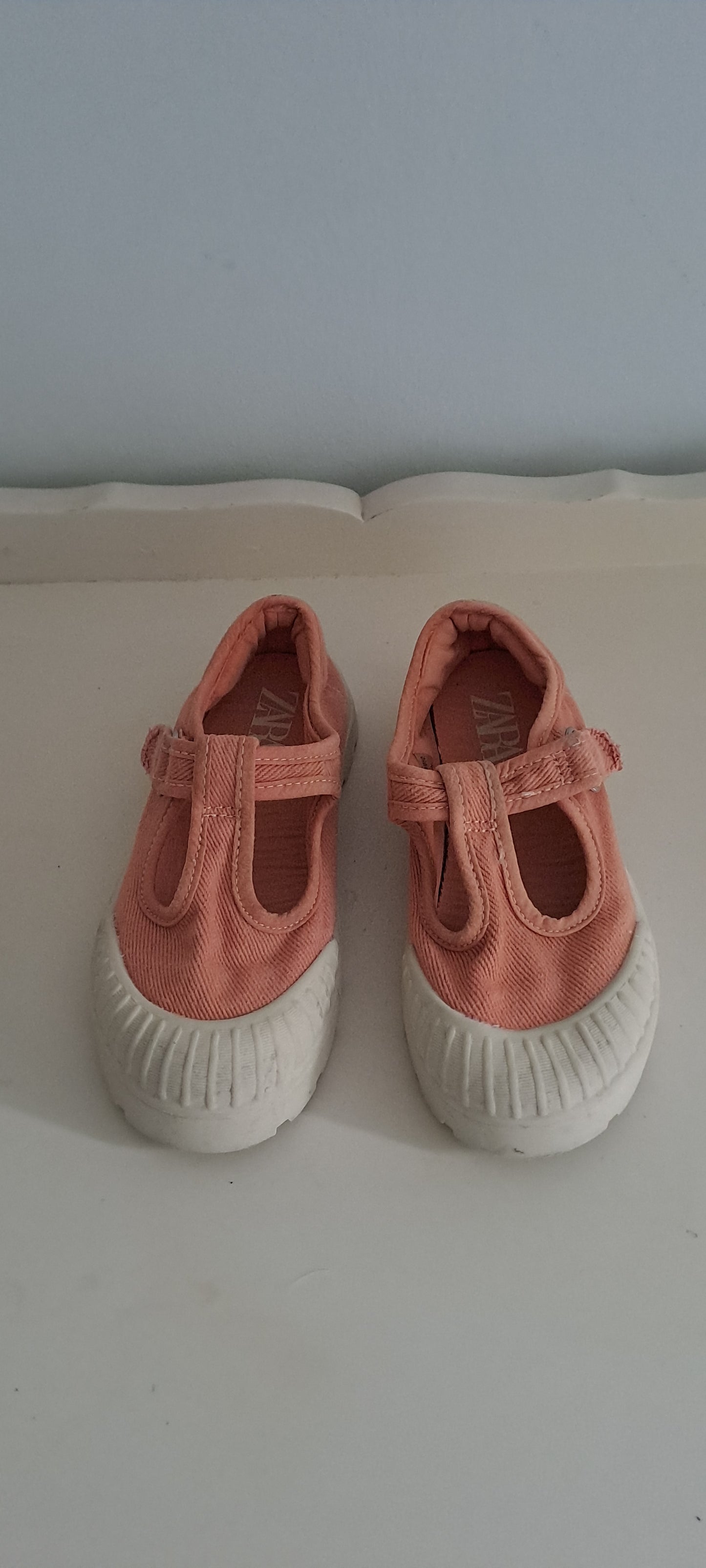 Zara Kids Pink T-Bar Canvas Sneakers UK 9 (EU 27)