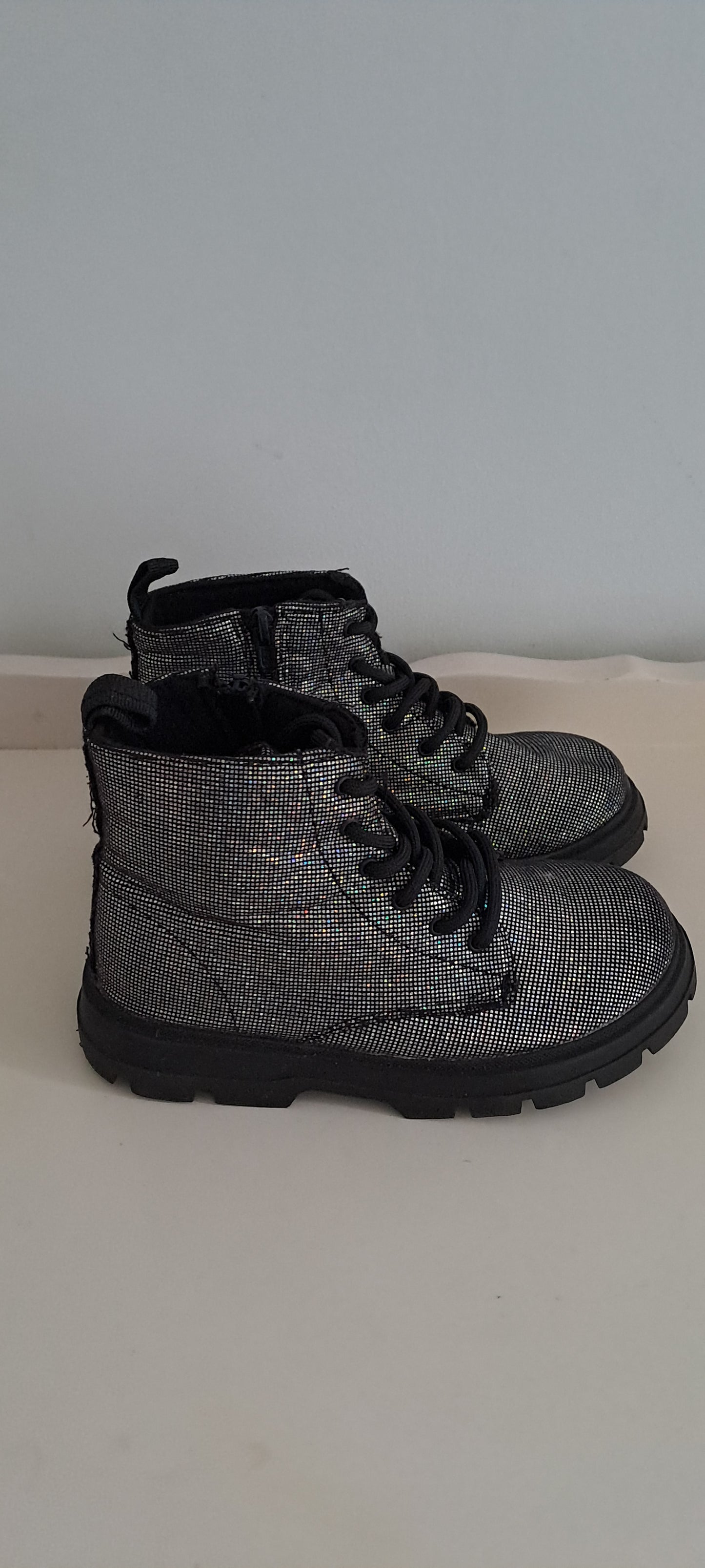 Zara Kids Sparkly Combat Boots UK 9.5 (EU 27)