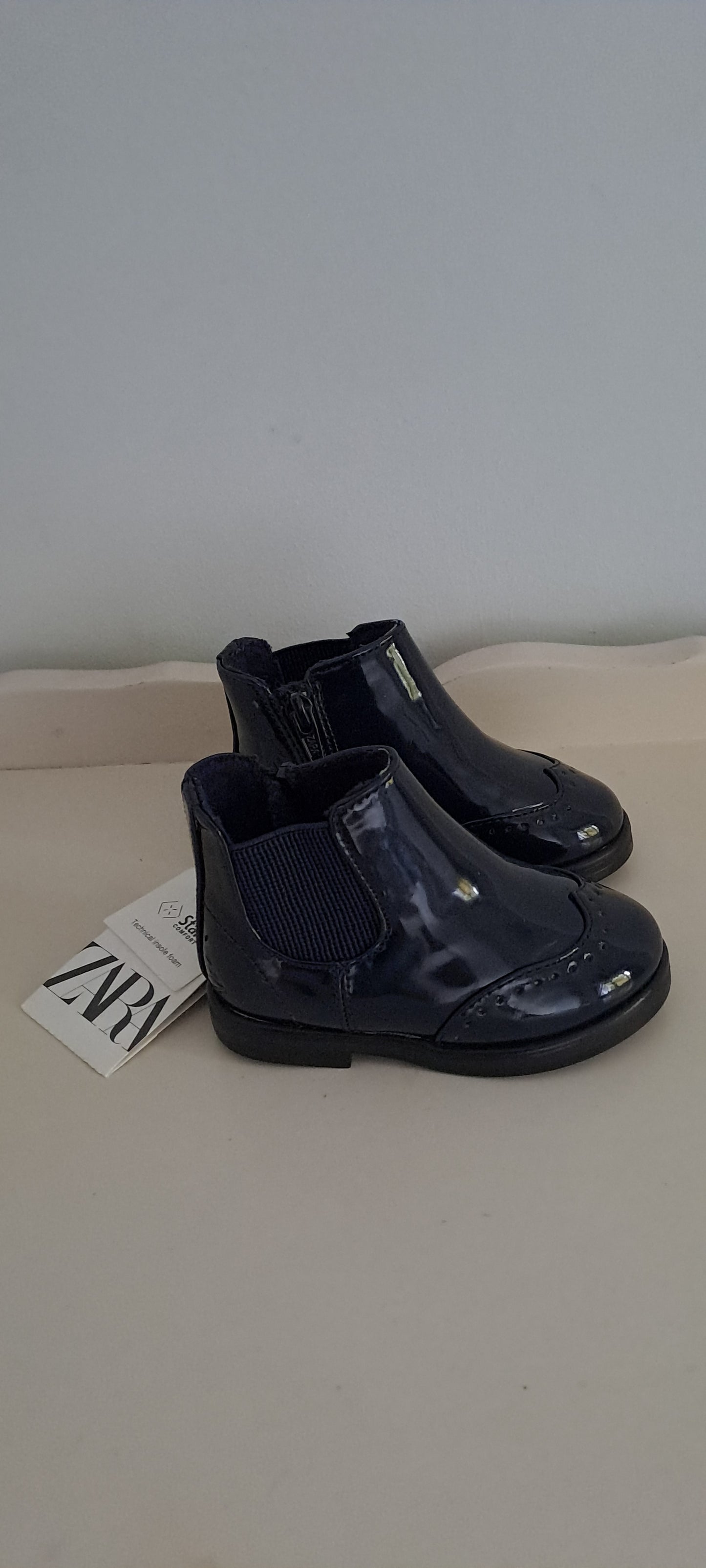 Zara Baby Patent Brogue Ankle Boots UK 3 (EU 19)