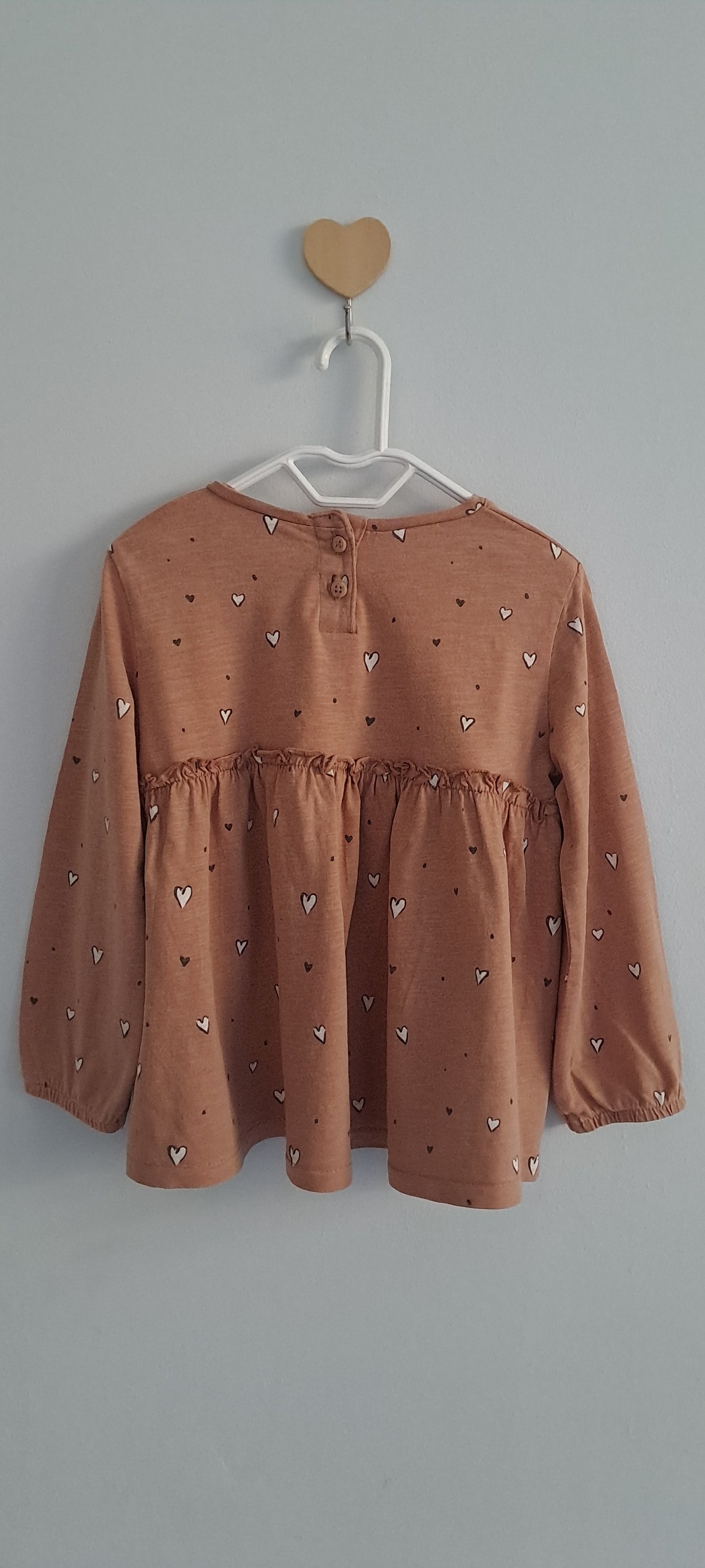 Zara Baby Girls Heart Print Ruffle Smock Top 2-3 Years
