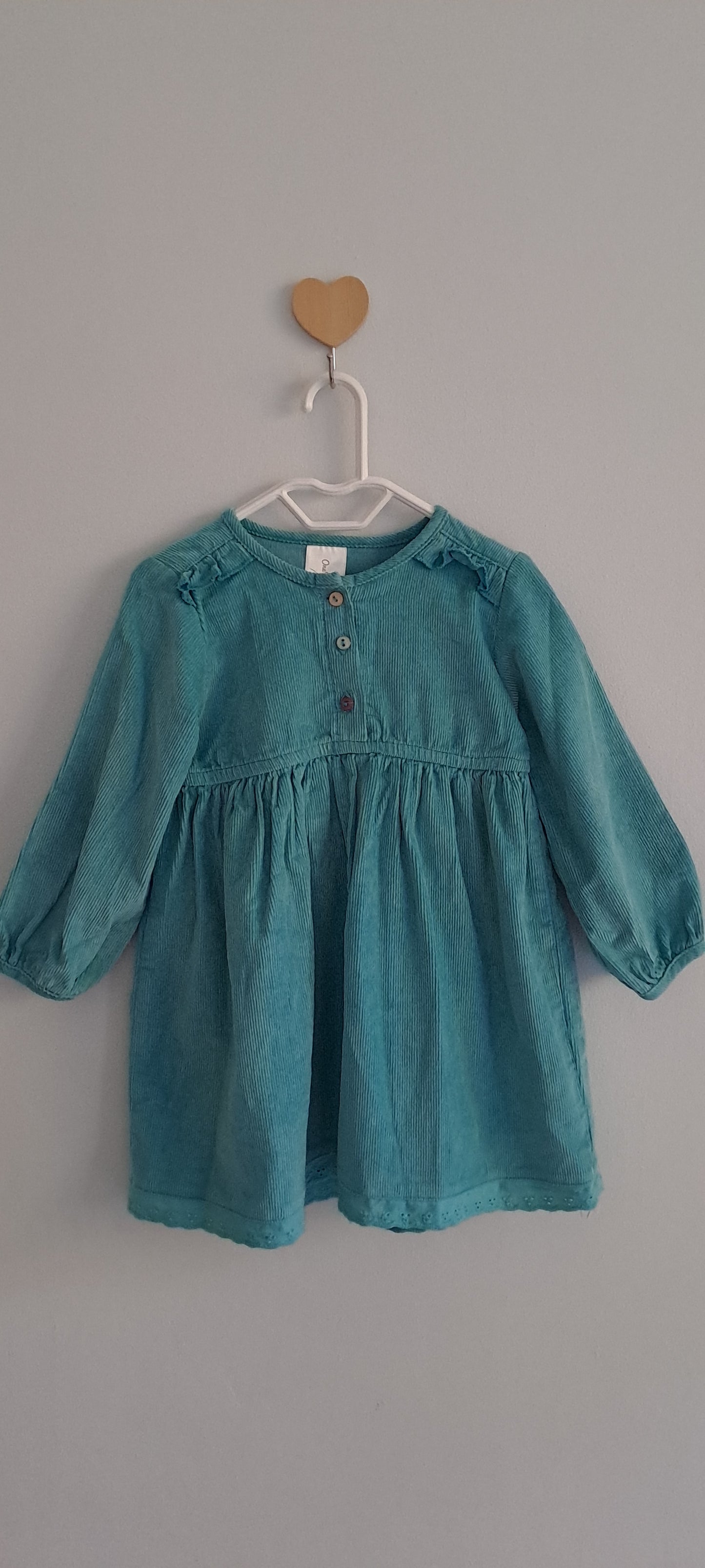 Edgars One Two Three Teal Corduroy Baby Dress 12-18 Months