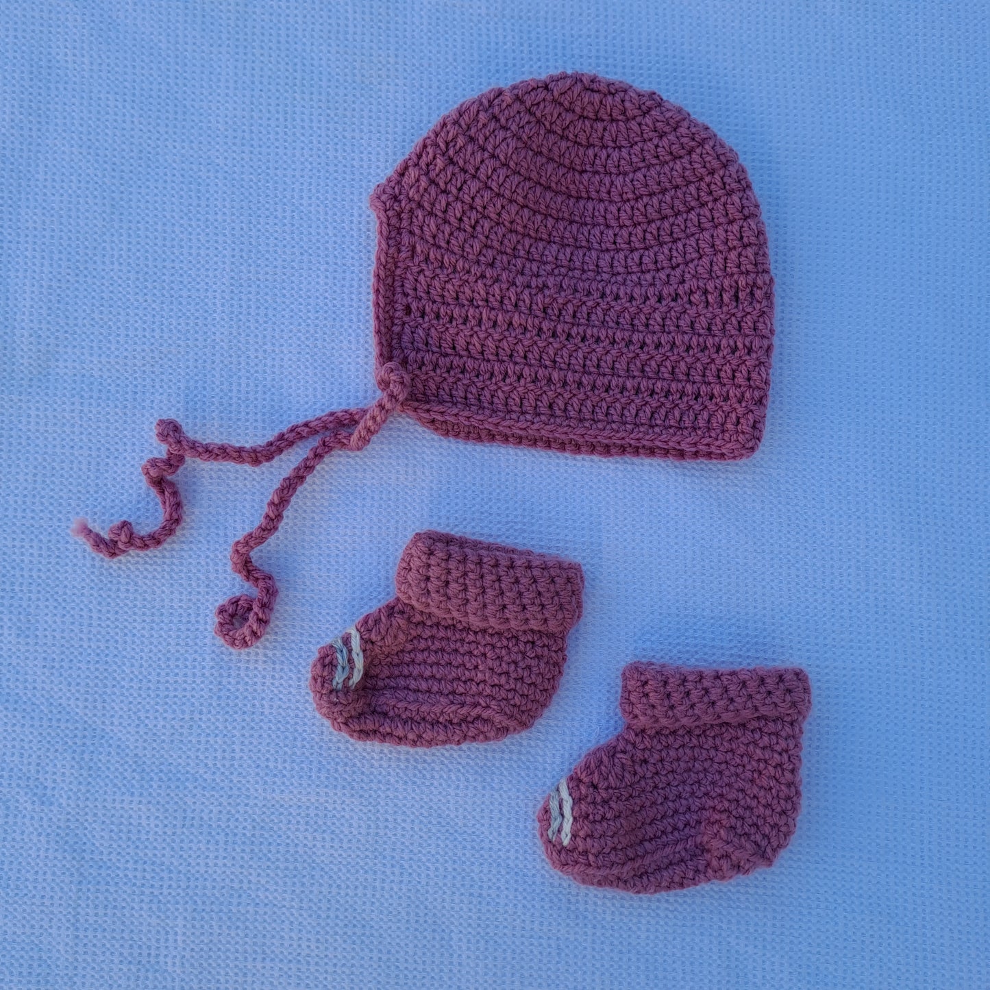 Hand-Crocheted Baby Beanie & Bootie Set 3-6 Months
