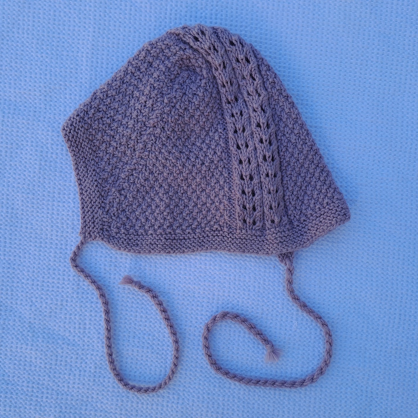 Textured Hand-Knitted Lace Baby Bonnet 0-3 Months