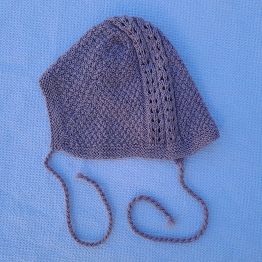 Textured Hand-Knitted Lace Baby Bonnet 0-3 Months