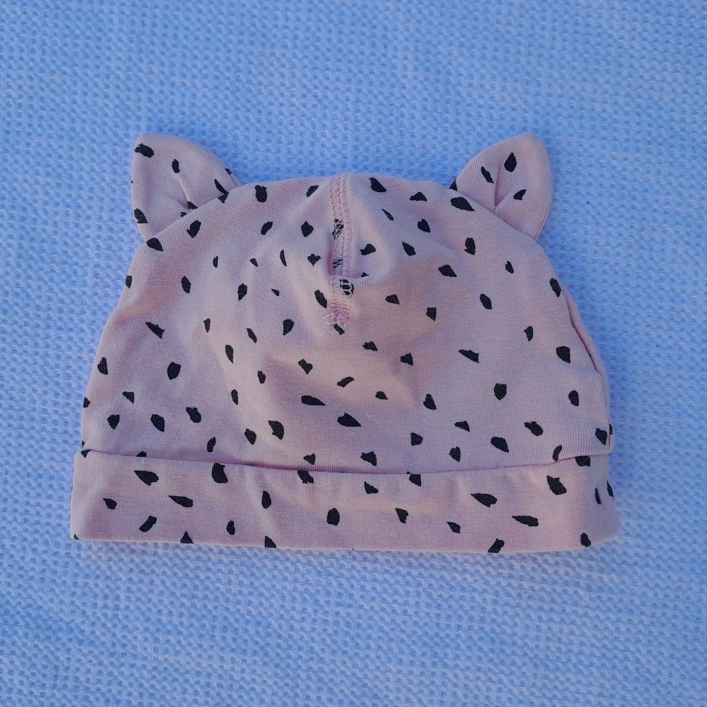 H&M Baby Girl Pink Dotted Beanie with Ears 1-2 Months