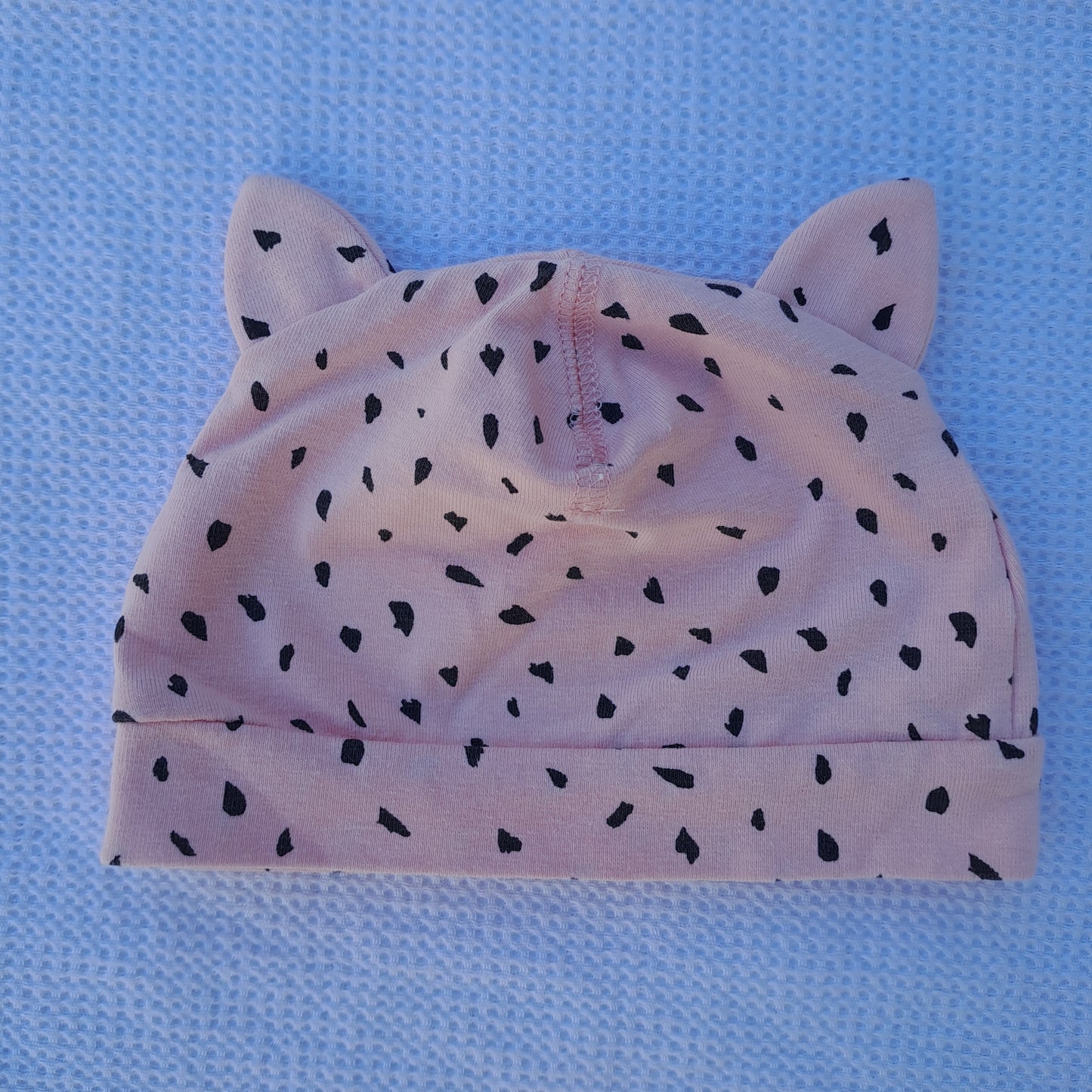 H&M Baby Girl Pink Dotted Beanie with Ears 1-2 Months