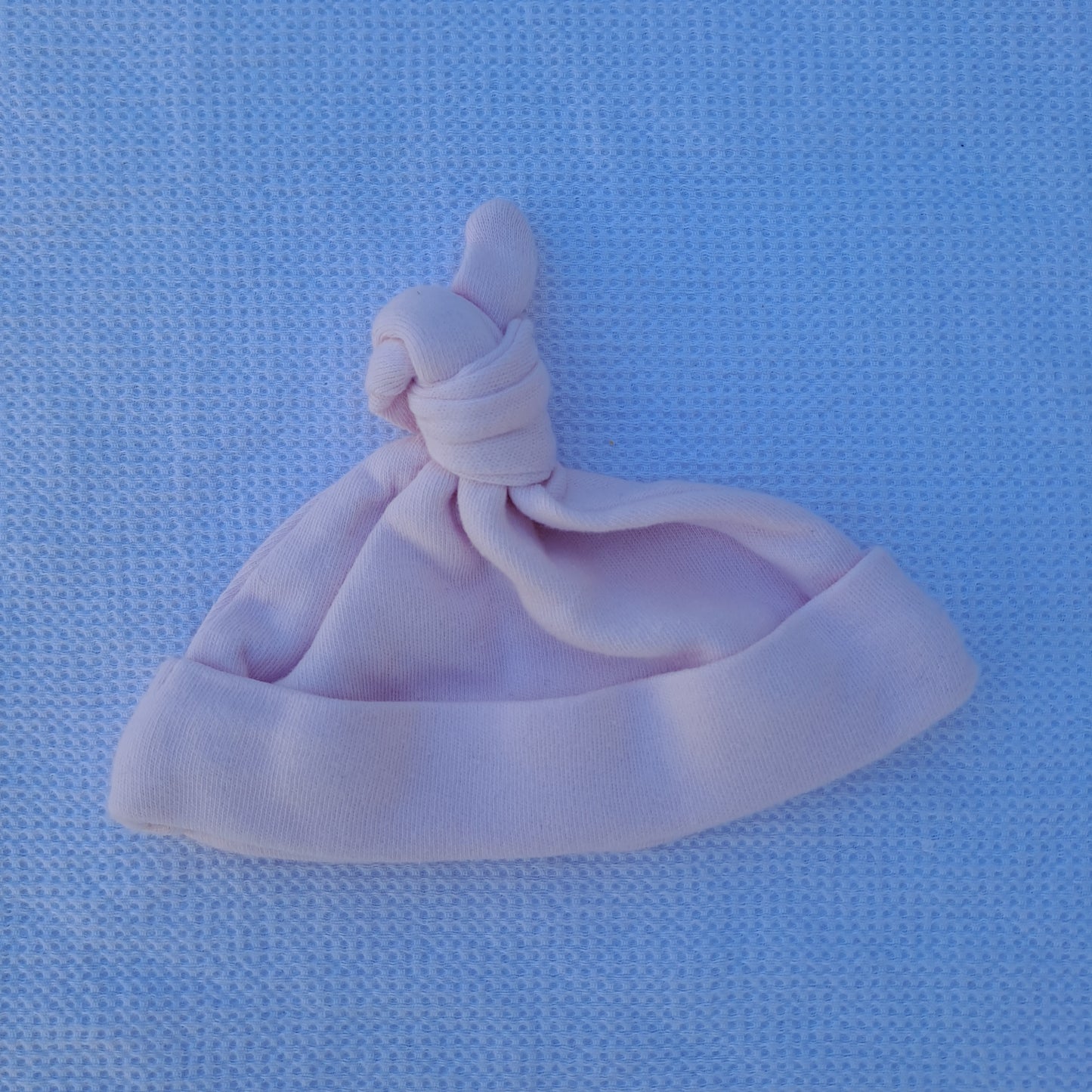 Newborn Plain Pink Cotton Top-Knot Beanie 0-1 Month