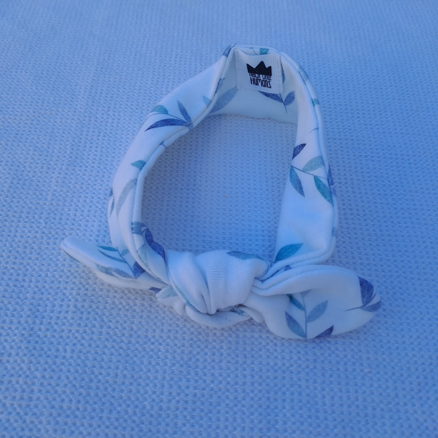 Trendy Little Humans Blue Leaf Top-Knot Headband