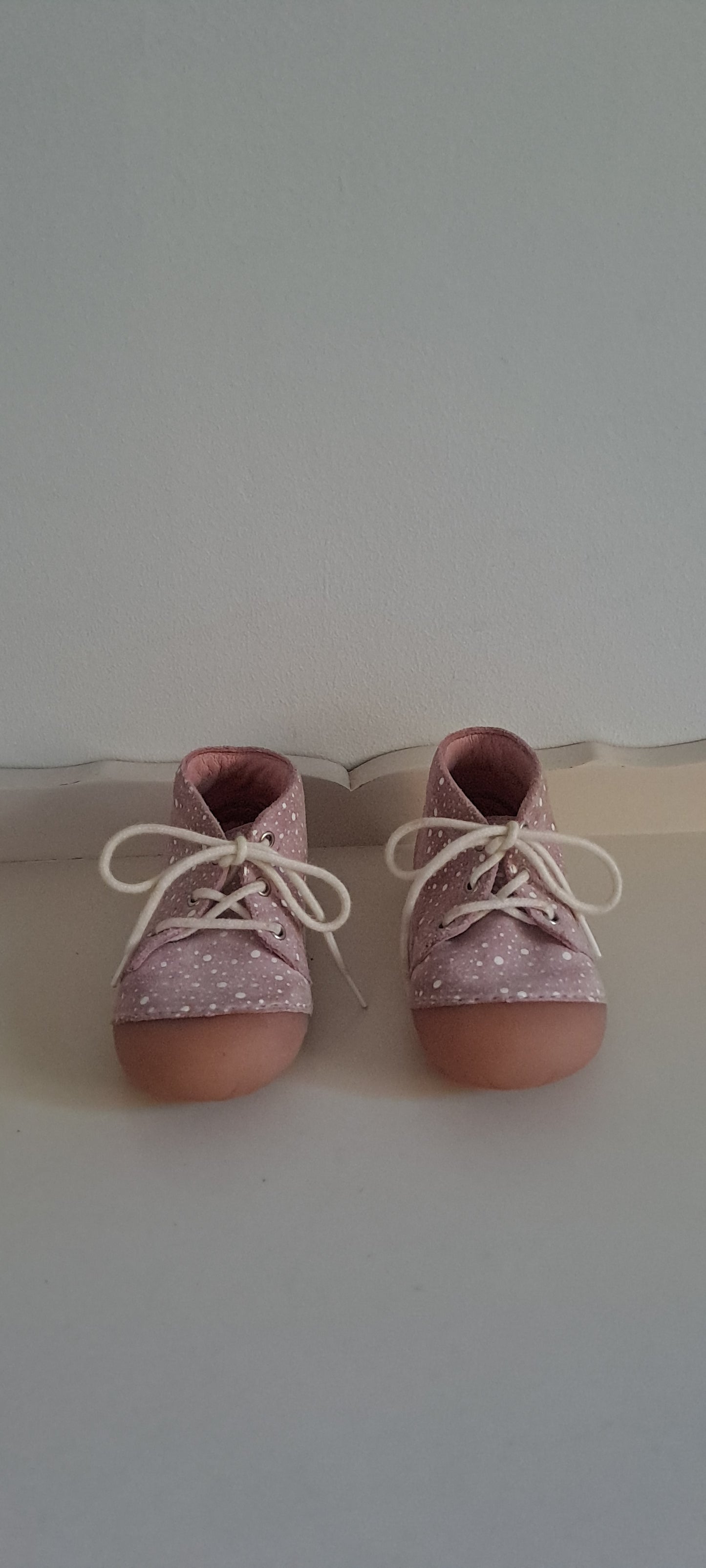 Richter Mini Flint Pink Polka Dot Leather First Walker Boots Size 21 / UK 4.5