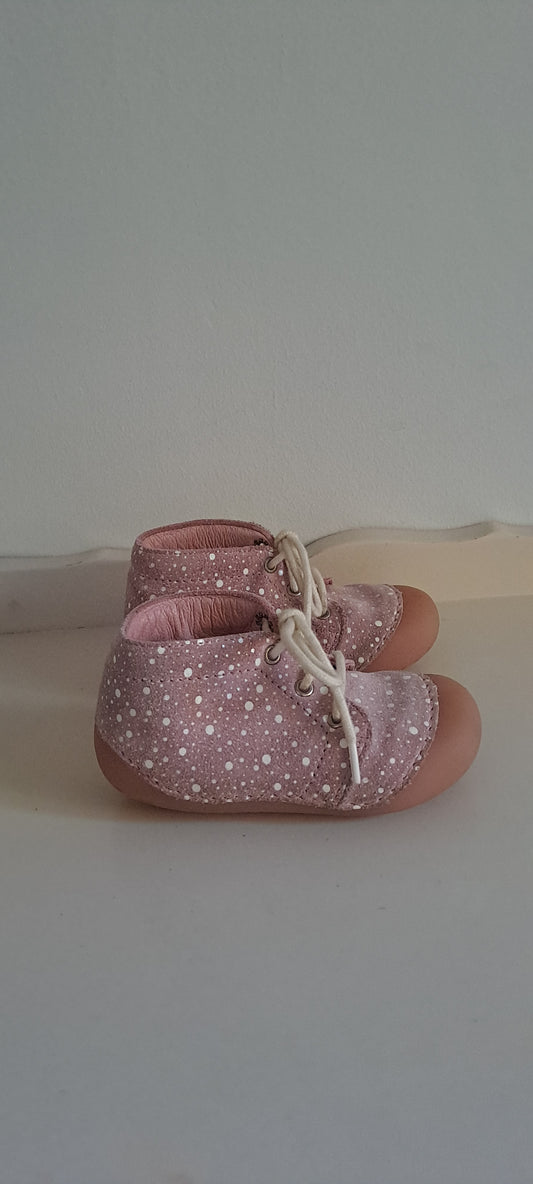 Richter Mini Flint Pink Polka Dot Leather First Walker Boots Size 21 / UK 4.5