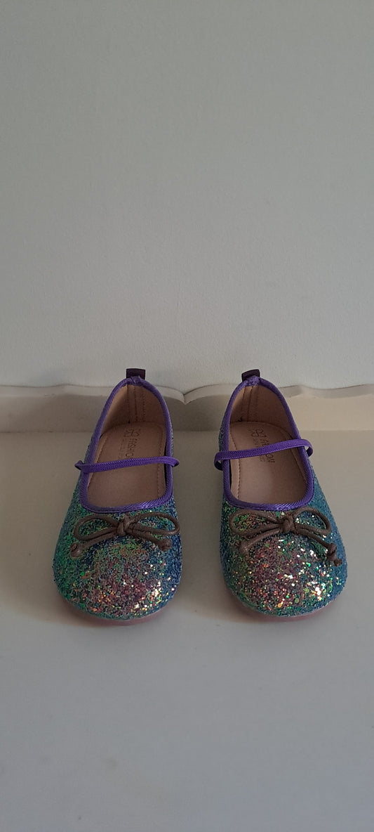 Fashion I Love Your Shoes Girls Multi-Color Glitter Ballerina Flats Size 32 / UK 13