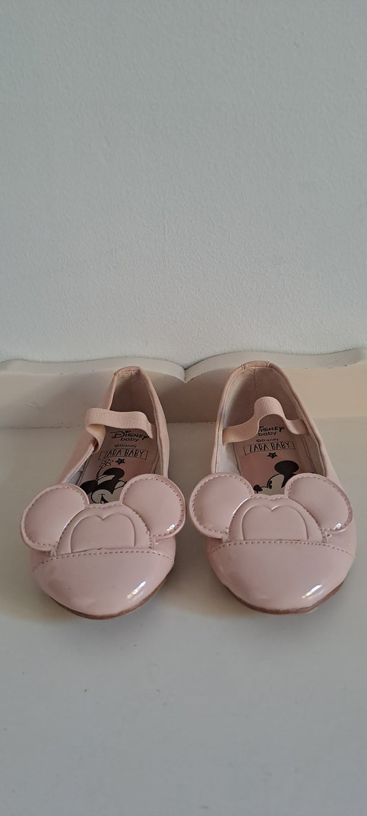 Zara Baby Girls Disney Minnie Mouse Patent Ballerina Flats Size 21 / UK 5