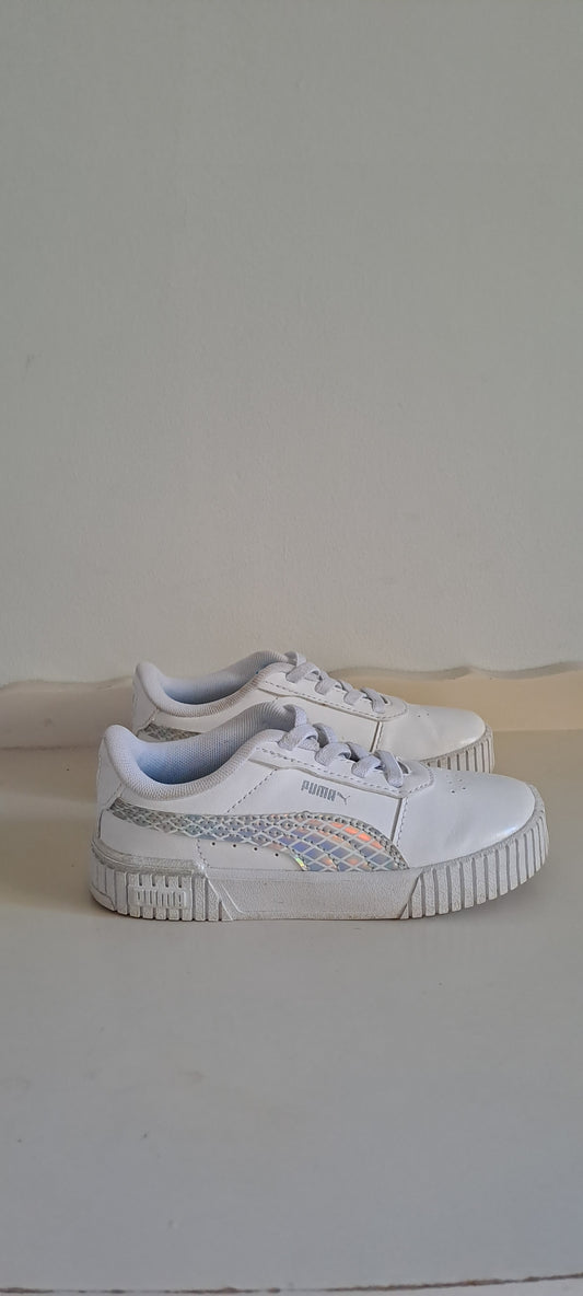 Puma Kids Carina 3.0 Triple White Chunky Sneakers Size UK 9 / EUR 27