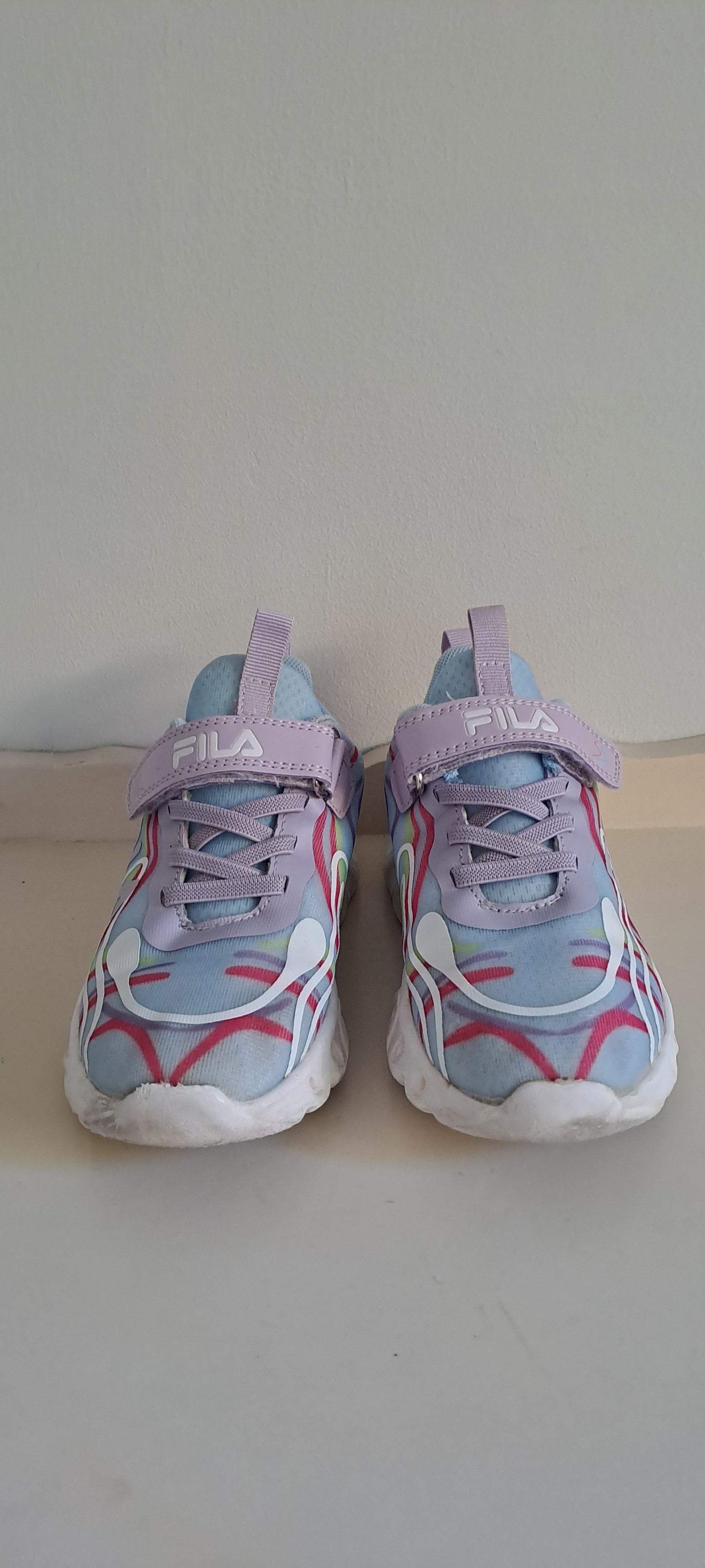 Fila Kids Cam Lights Light Blue/Pink Easy-On Sneakers Size UK 12 / EUR 31