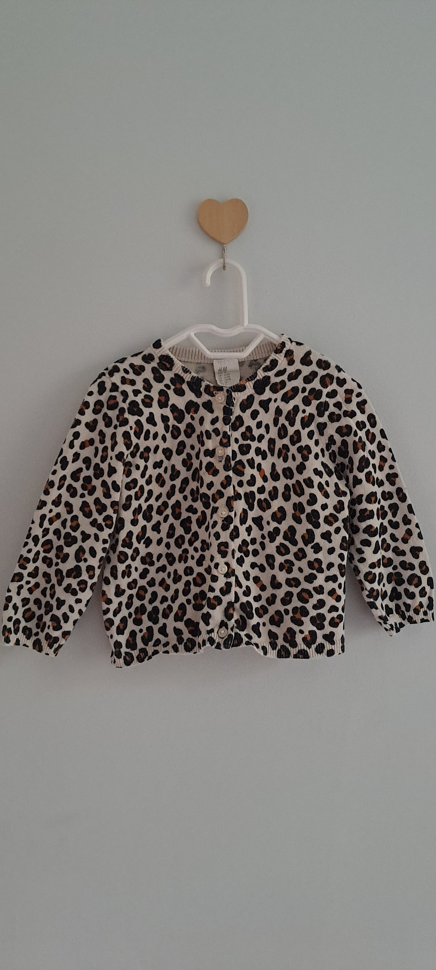 H&M Baby Girl Leopard Print Fine-Knit Cardigan 6-9 Months