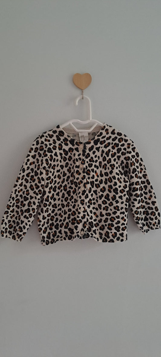 H&M Baby Girl Leopard Print Fine-Knit Cardigan 6-9 Months