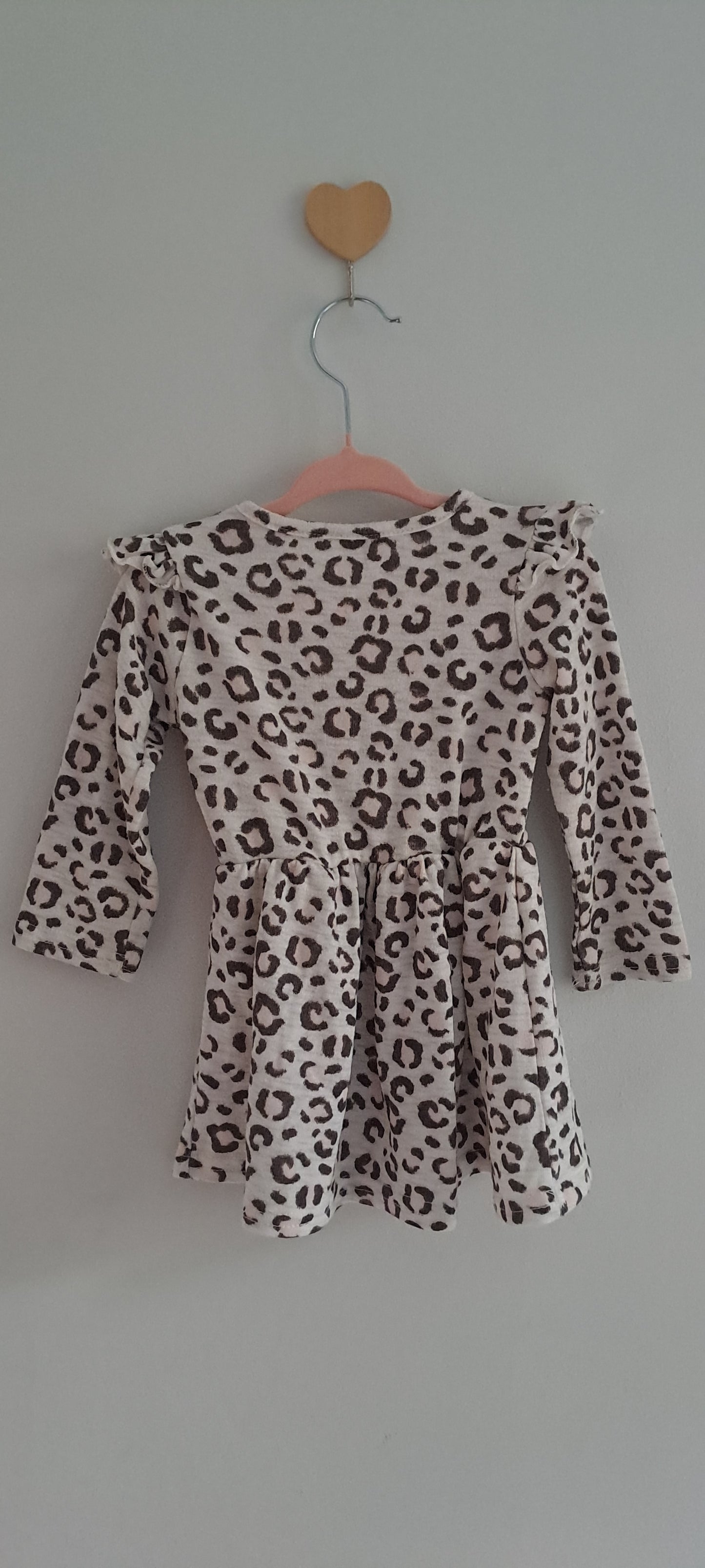 Cuddlesome Baby Girl Leopard Print Frill Shoulder Dress 6-12 Months