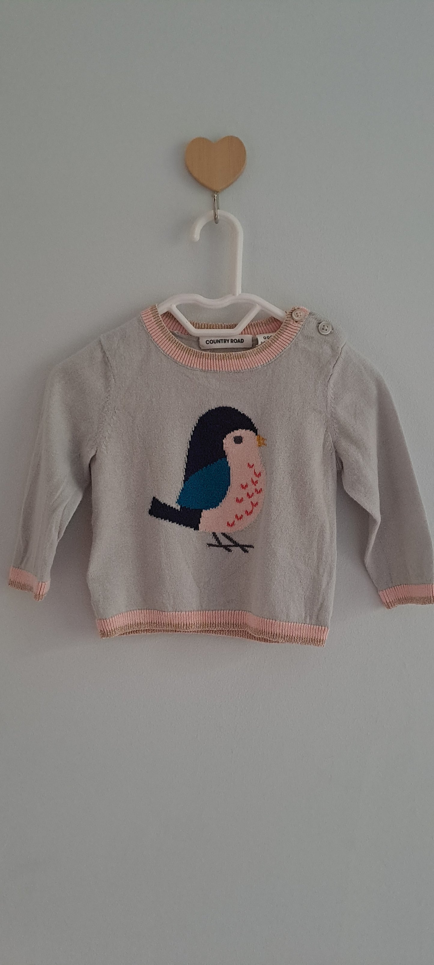 Country Road Baby Girl Bird Intarsia Knit Jumper 0-3 Months