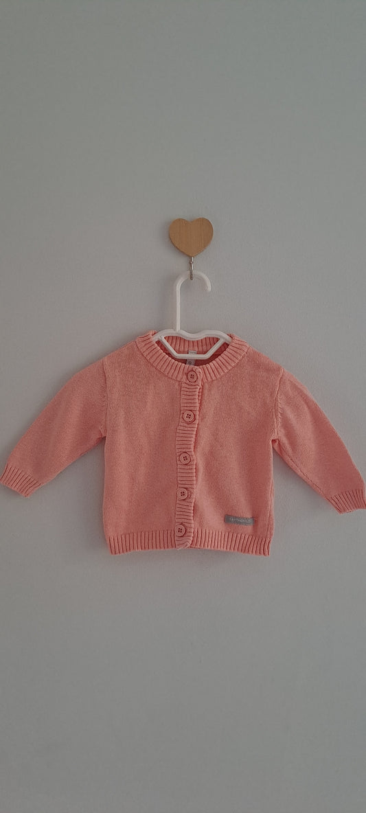 Earthchild Newborn Girls Peach Pink Cotton Knit Cardigan