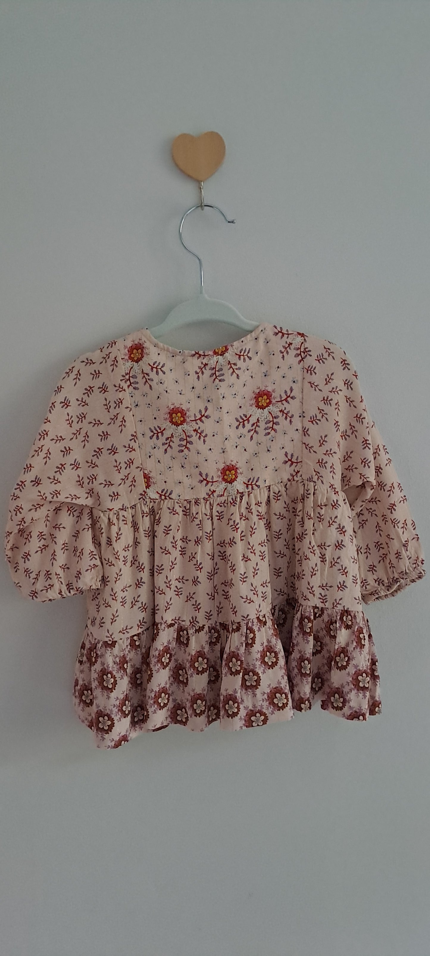 Zara Baby Girl Floral Tiered Long Sleeve Dress 6-9 Months